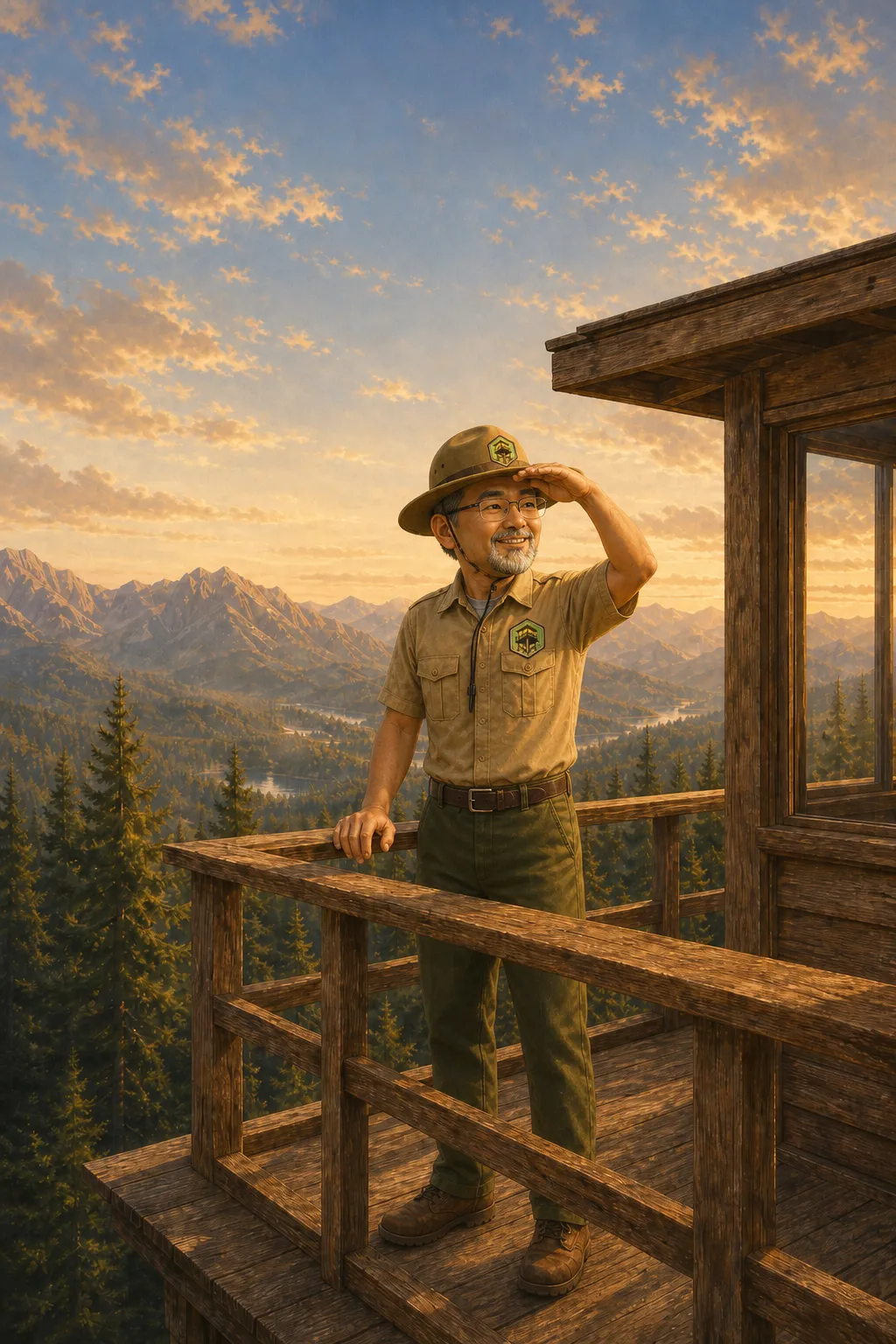 Image of ViewPoint Marketing ranger mascot, Scout, looking out over the horizon from the deck  on n his watch tower.