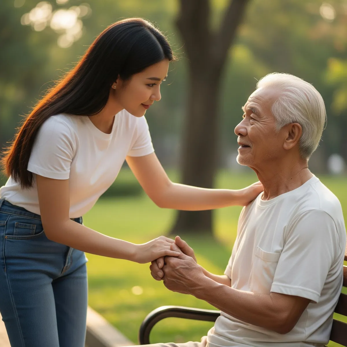 Two people engaged in an empathetic conversation, highlighting the importance of showing up with substance