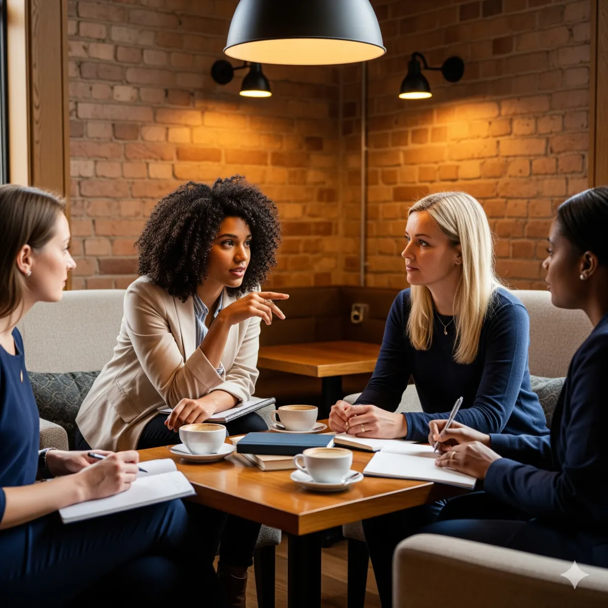 Female entrepreneurs sharing ideas for growth