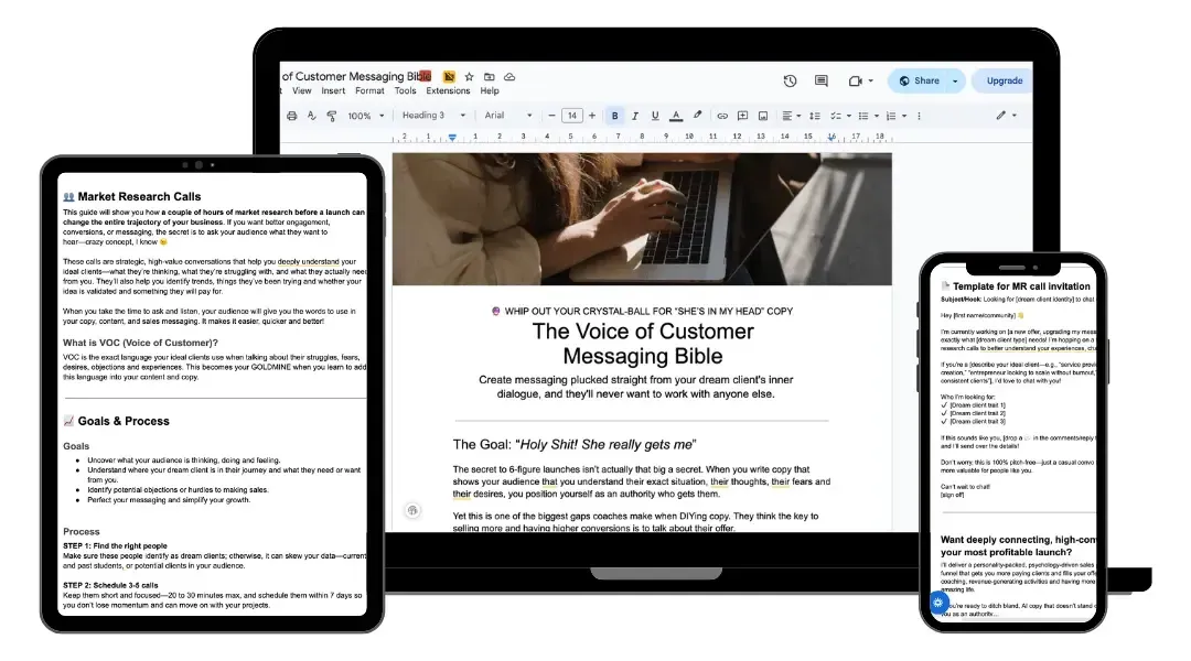 voice of customer research cheat sheet mockup