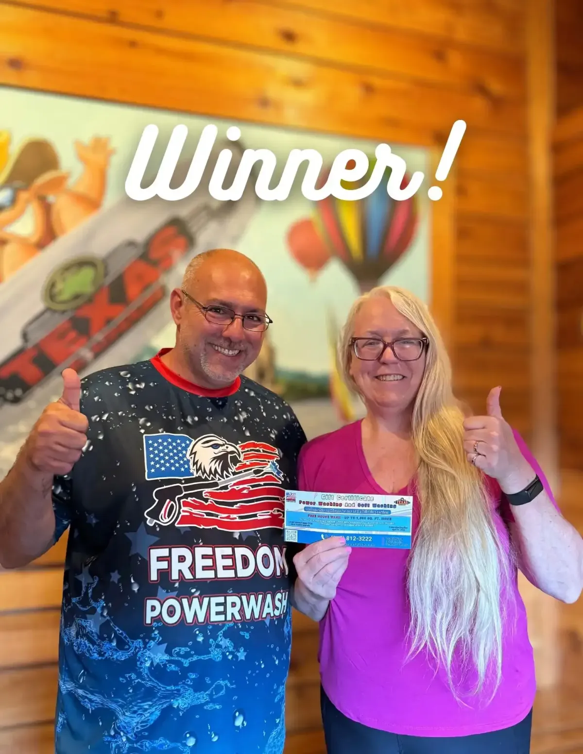 Giveaway house wash winner at Texas Roadhouse in Kingston, NY