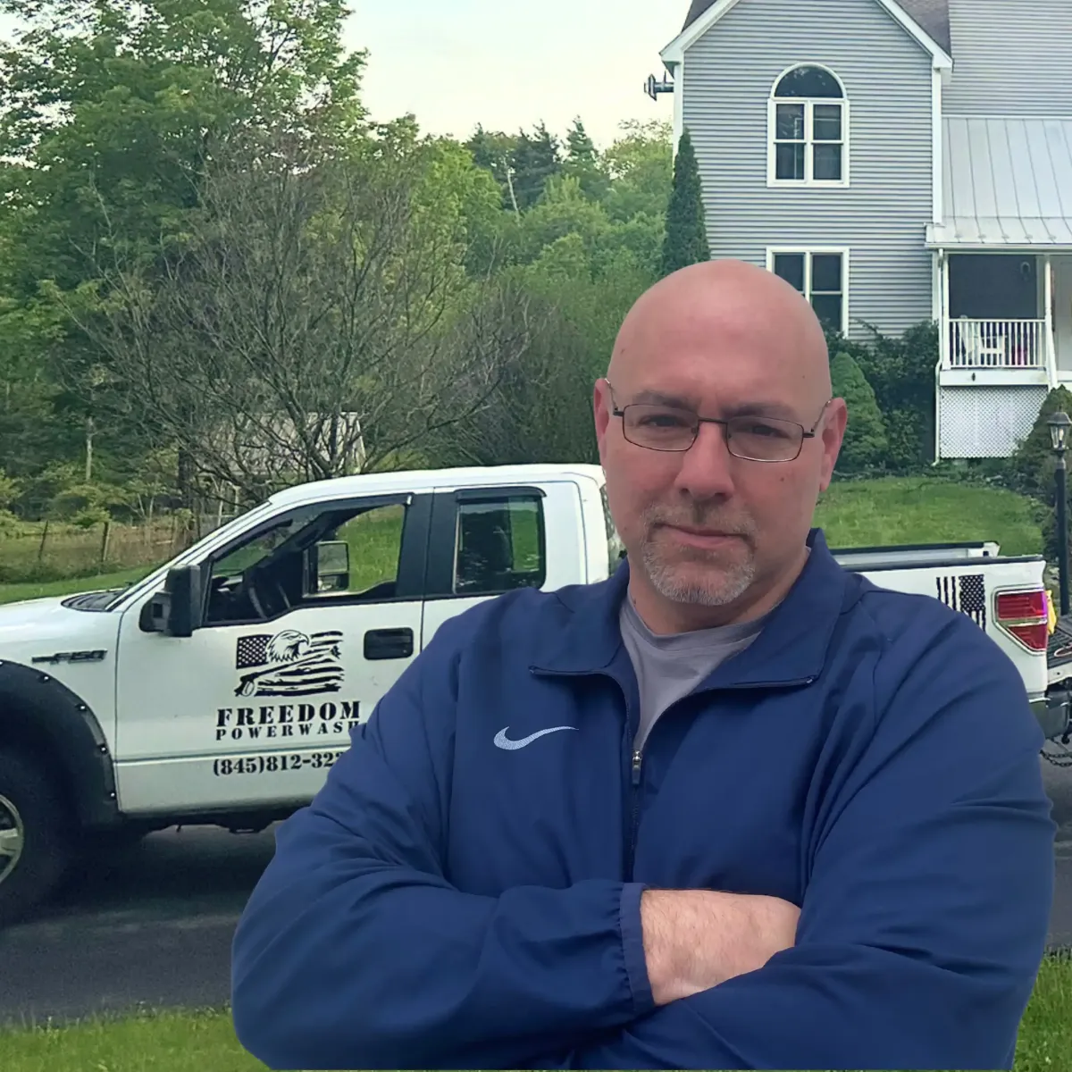 Freedom Powerwash Owners walking up a hill in Hurley, NY 