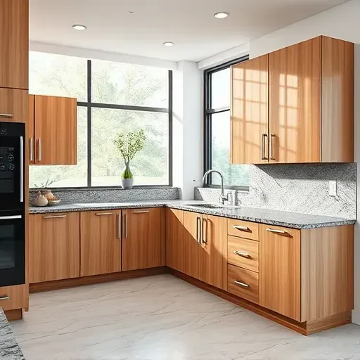 Finished custom blackwood kitchen cabinets with granite countertops in a modern, open-concept space in Blackwood NJ