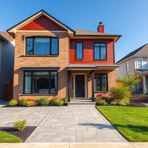 Completed modern home in Haddon Township, NJ, with brick and wood siding, landscaped yard, and inviting entrance.