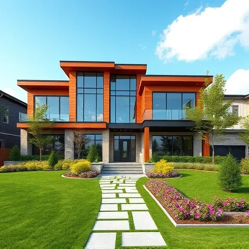 Modern residential building in Cherry Hill NJ featuring wood finishes, large windows, and landscaped front yard.