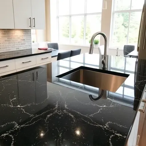 Modern aging-in-place kitchen in Blackwood NJ with warm wood cabinets, quartz countertops, accessible features, natural light, and cozy garden view