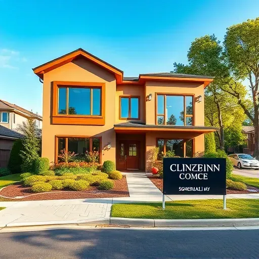 Modern house in Somerdale NJ with stylish facade, large windows, landscaped yard, and interlocking brick driveway.