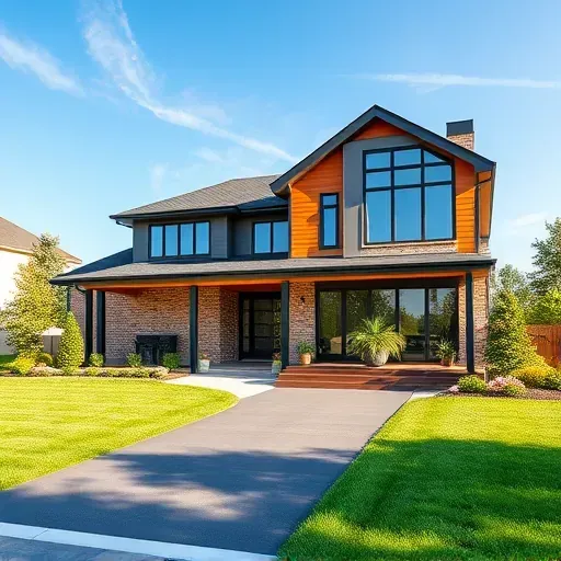 Completed residential home in Deptford Township NJ with modern architecture, lush landscaping, and inviting porch.