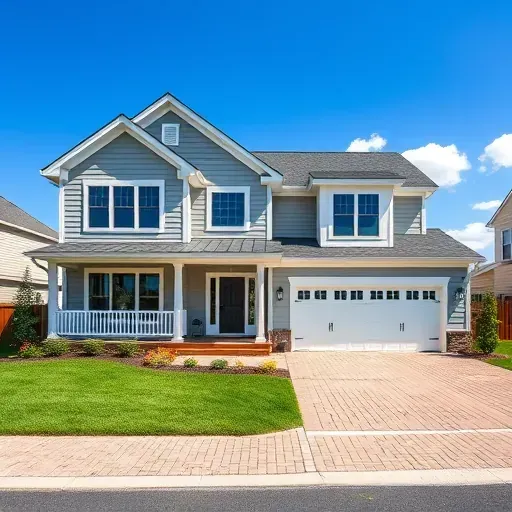 Completed modern single-family home in Sewell NJ with gray and white siding, manicured lawn, and elegant porch.