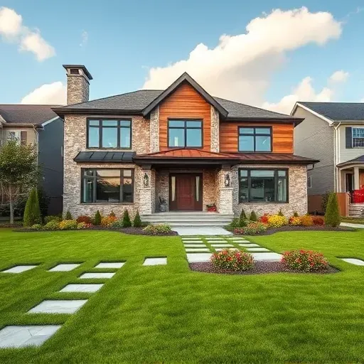 Completed General Contractor project in Haddonfield NJ showcasing a modern home with stone and wood features and landscaped yard.