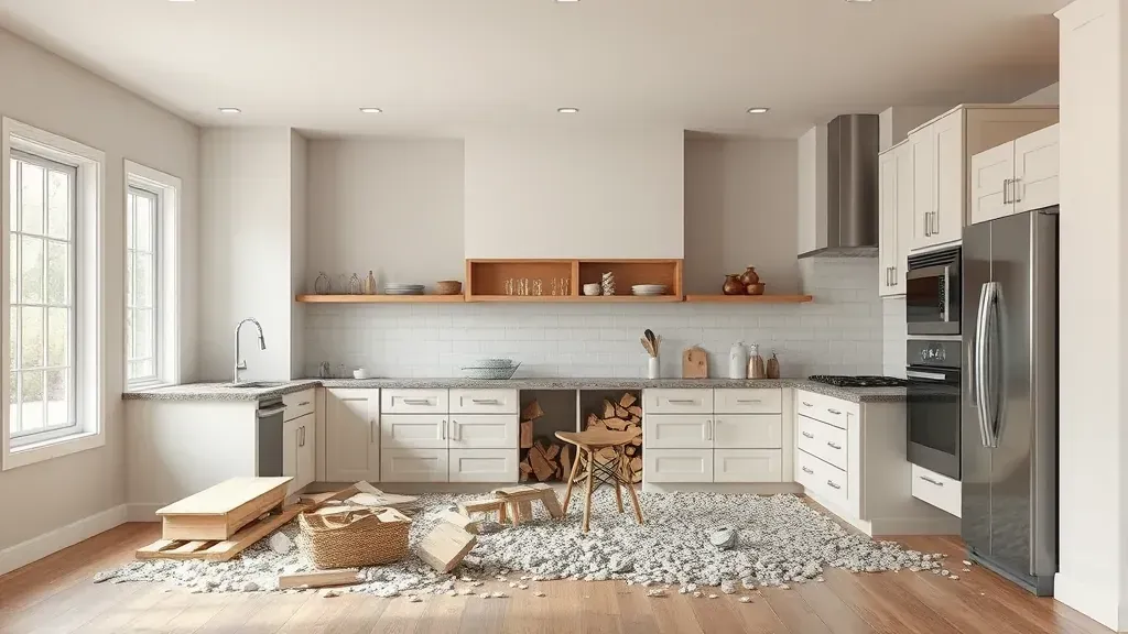 Blackwood NJ modern kitchen with sleek black quartz countertop, white cabinetry, stainless steel appliances, and natural lighting