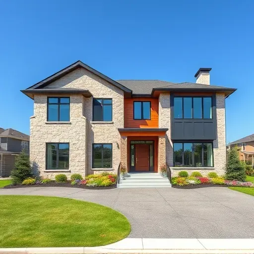 Modern residential home in Stratford NJ with stone and wood accents, landscaped yard, and energy-efficient windows.