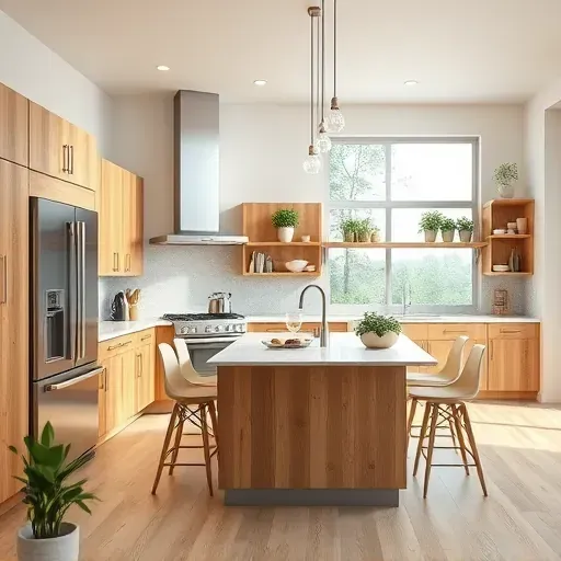 Remodeled U-shaped modern kitchen in Blackwood NJ with matte cabinets, quartz countertops, stainless steel appliances, and a marble-topped island