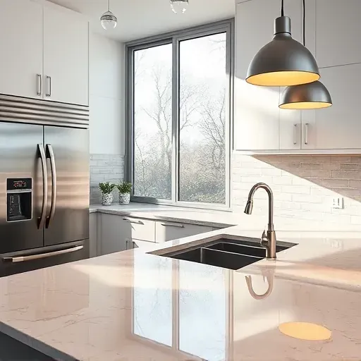 Bright modern Blackwood NJ bathroom with marble floors, freestanding tub, frameless shower, black vanity, and stylish decor