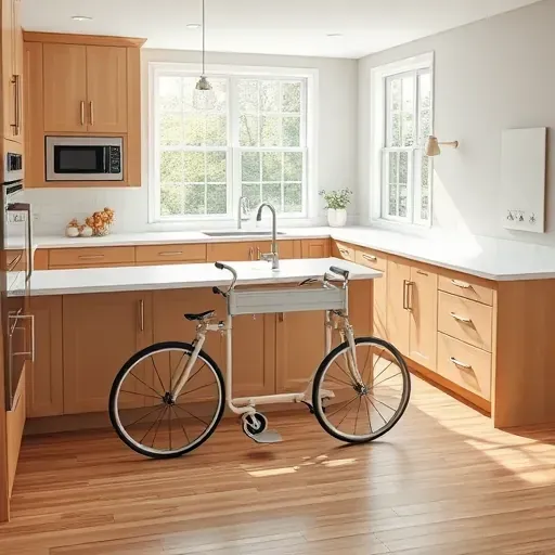 Completed black L-shaped kitchen in Blackwood NJ with black cabinets, granite countertops, stainless appliances, wooden island, hardwood floors, and natural light.