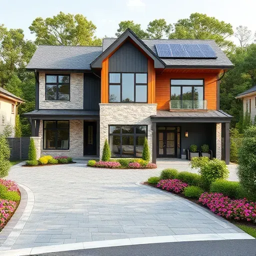 Completed residential project in Washington Township NJ featuring modern design, natural stone, wood accents, and solar panels.