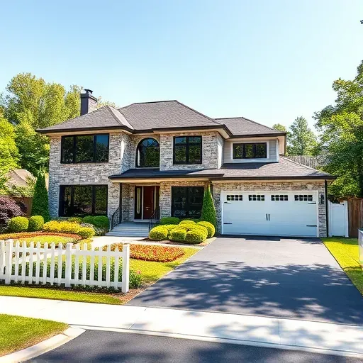 Modern residential home in Turnersville NJ featuring elegant stone work, large windows, and manicured landscaping.
