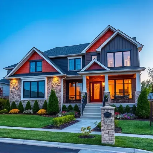 Modern residential home in Deptford Township NJ showcasing quality craftsmanship and beautiful landscaping with a vibrant sky.