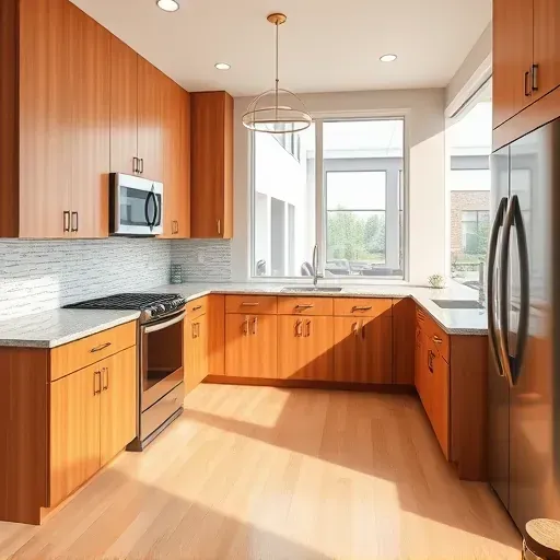 Renovated farmhouse kitchen in Blackwood NJ featuring granite countertops, a central butcher block island, white shaker cabinets, stainless steel appliances, natural sunlight, hardwood floors, vintage farmhouse sink, and cozy breakfast nook