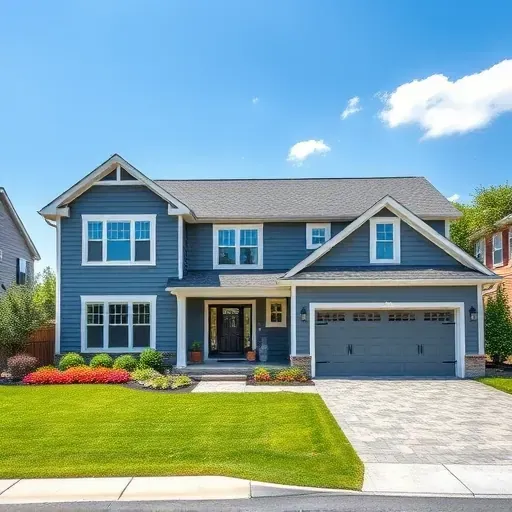 Contemporary single-family home in Sewell NJ features gray siding, landscaped yard, and elegant outdoor lighting.
