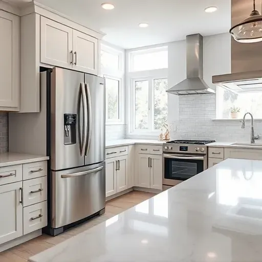 Modern kitchen in Blackwood NJ with sleek cabinets high-end stainless steel appliances a spacious island and natural lighting