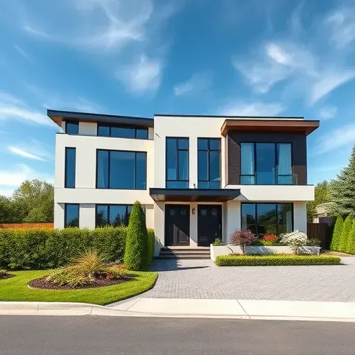 Modern high-end residential building in Monroe Township NJ showcases quality craftsmanship and lush landscaping.