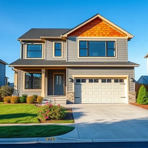 Modern single-family home in Deptford Township NJ features gray siding, wooden accents, large windows, and landscaped yard.