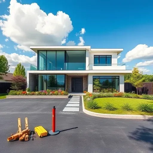 Completed two-story residence in West Deptford NJ featuring modern design, landscaped yard, and tools indicating final touches.