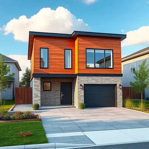 Modern two-story home in Somerdale NJ with sleek facade, landscaped yard, and clear blue sky, showcasing quality craftsmanship.