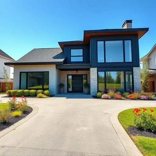 Modern residential home in Bellmawr NJ with landscaped yard, large windows, and elegant driveway showcasing contractor's expertise.