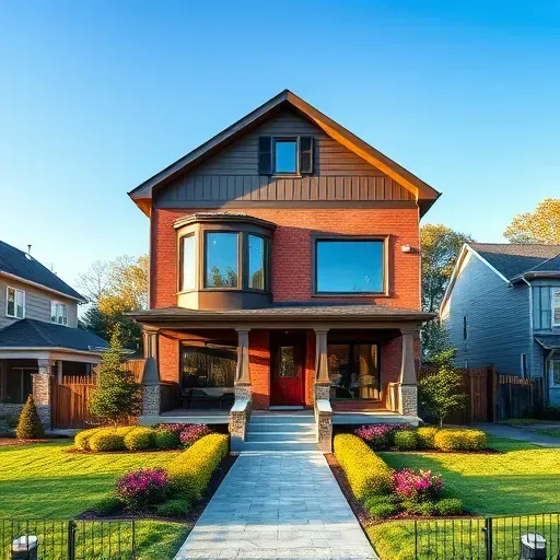 Stylish residential home in Pennsauken NJ featuring brick and wood siding, large windows, and manicured landscaping.