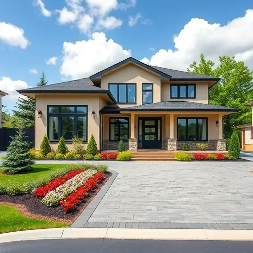 Completed modern residential home in Lindenwold NJ, featuring elegant landscaping and contemporary architectural design.