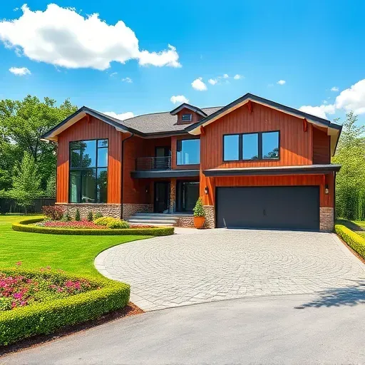 Elegant modern home in Pine Hill NJ with wood paneling, glass windows, and lush gardens showcasing quality craftsmanship.