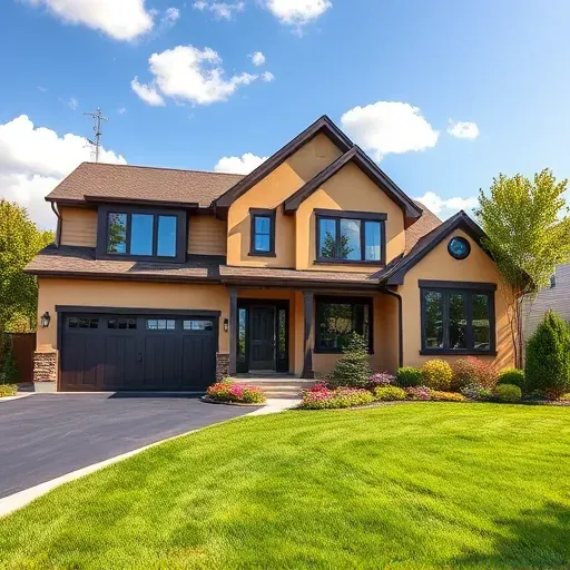 A beautifully crafted single-family home in Washington Township with modern features, vibrant flowers, and a serene sky.