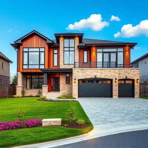 Completed modern home in Gloucester Township NJ with elegant architecture, landscaped yard, and stylish garage.