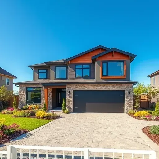 Modern residential home in Williamstown NJ with sleek design, stone accents, landscaped garden, and spacious garage.