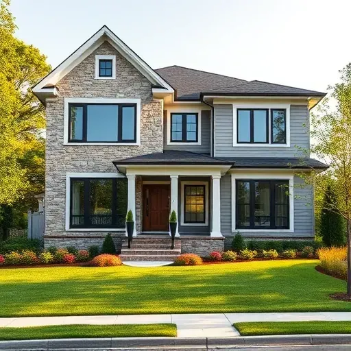 Completed residential home in Collingswood NJ, featuring modern architecture, manicured lawn, and elegant landscaping.