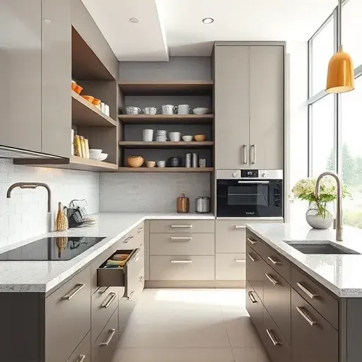 Updated kitchen plumbing with chrome fixtures, modern piping, sleek water lines, and elegant cabinetry in a bright, clean culinary space