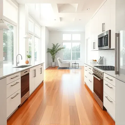 Black quartz kitchen countertop in a modern NJ kitchen with sleek design, grey veining, stainless appliances, and natural light