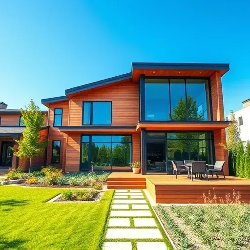 Modern residential home in Woodbury NJ with sleek architecture, landscaped yard, and stylish outdoor deck furniture.