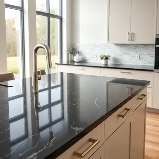 Modern kitchen with sleek quartz countertops stainless steel refrigerator built-in oven custom cabinets clean design natural light