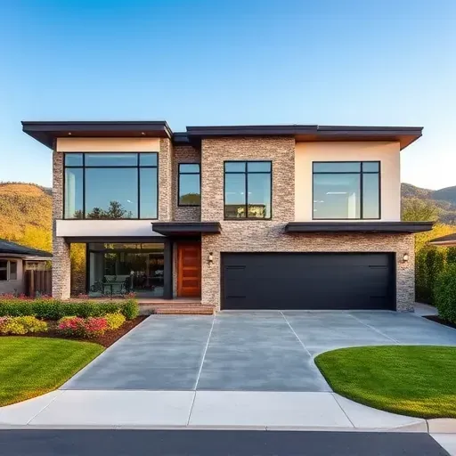 Modern home in Turnersville NJ, featuring sleek lines, large windows, natural stone, and inviting landscaping.