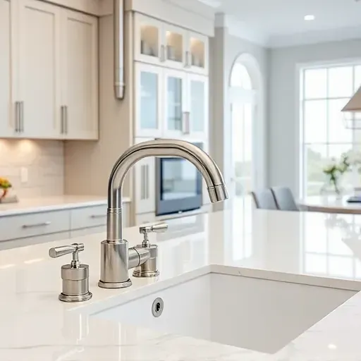 Modern Blackwood NJ kitchen with stainless steel appliances, LED lighting, granite countertops, matte cabinets, and natural light