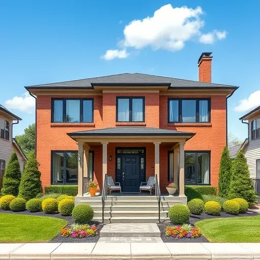 Completed modern residential home in Woodbury NJ features large windows, lush landscaping, and elegant facade.