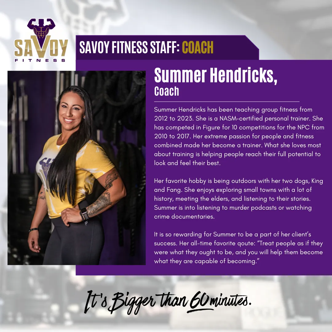 Summer Hendricks Head Coach Savoy Fitness