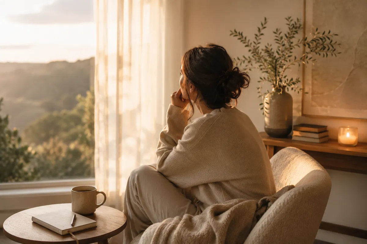 Woman finding calm through Somatic EMDR and nervous system support
