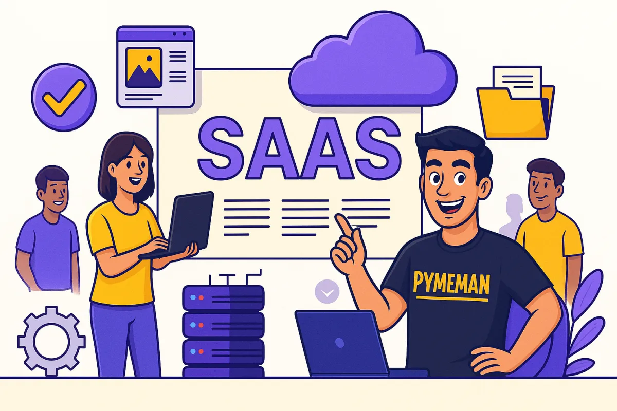 Ilustración de software SAAS y soluciones digitales en Nación Pyme – comunidad para emprendedores y PYMES en México