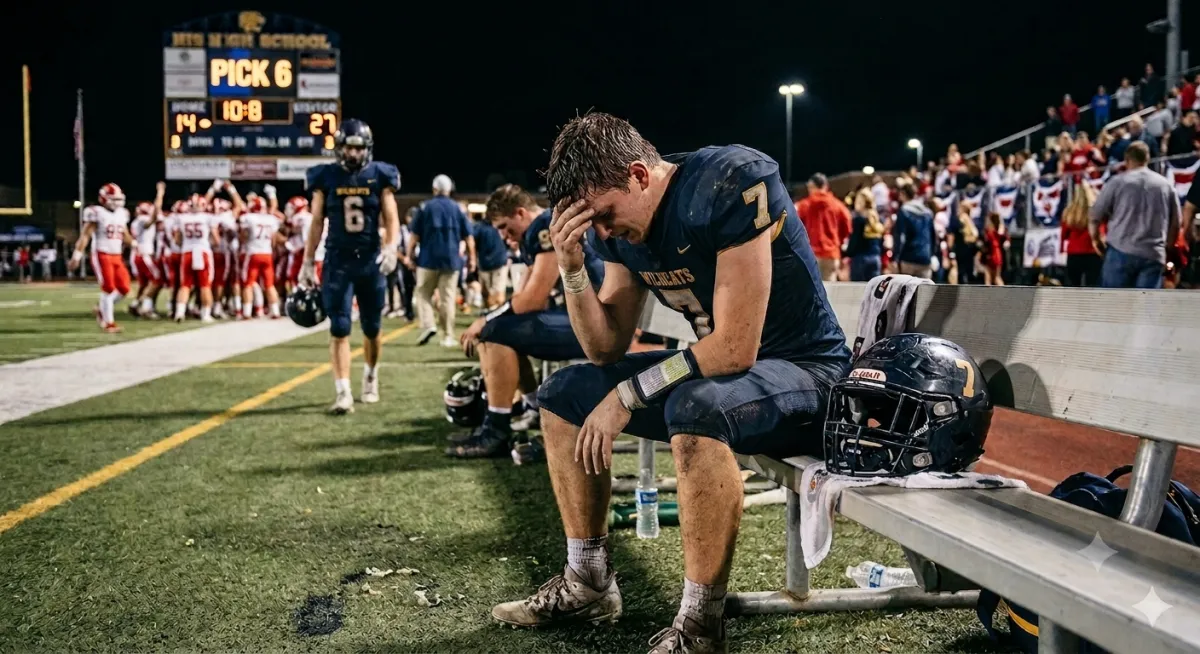 disappointed high school football player after a loss