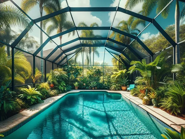 A person floats in a natural, clear tide pool.