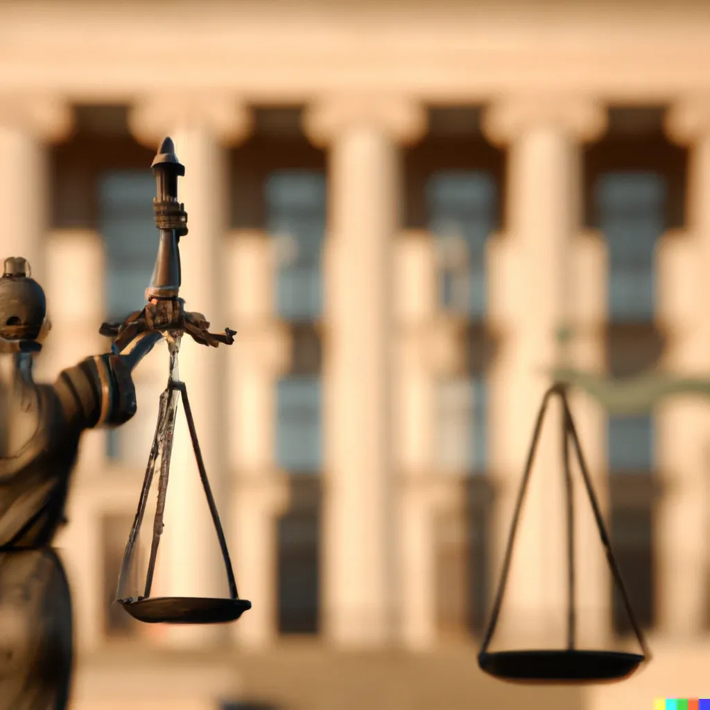 a large building with columns and a clock on the front of it